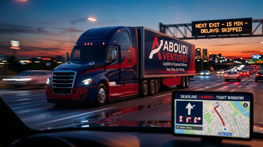 Aboudi Ventures truck on tight delivery schedule